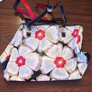 Brighton Floral Tote Bag with Red Accents